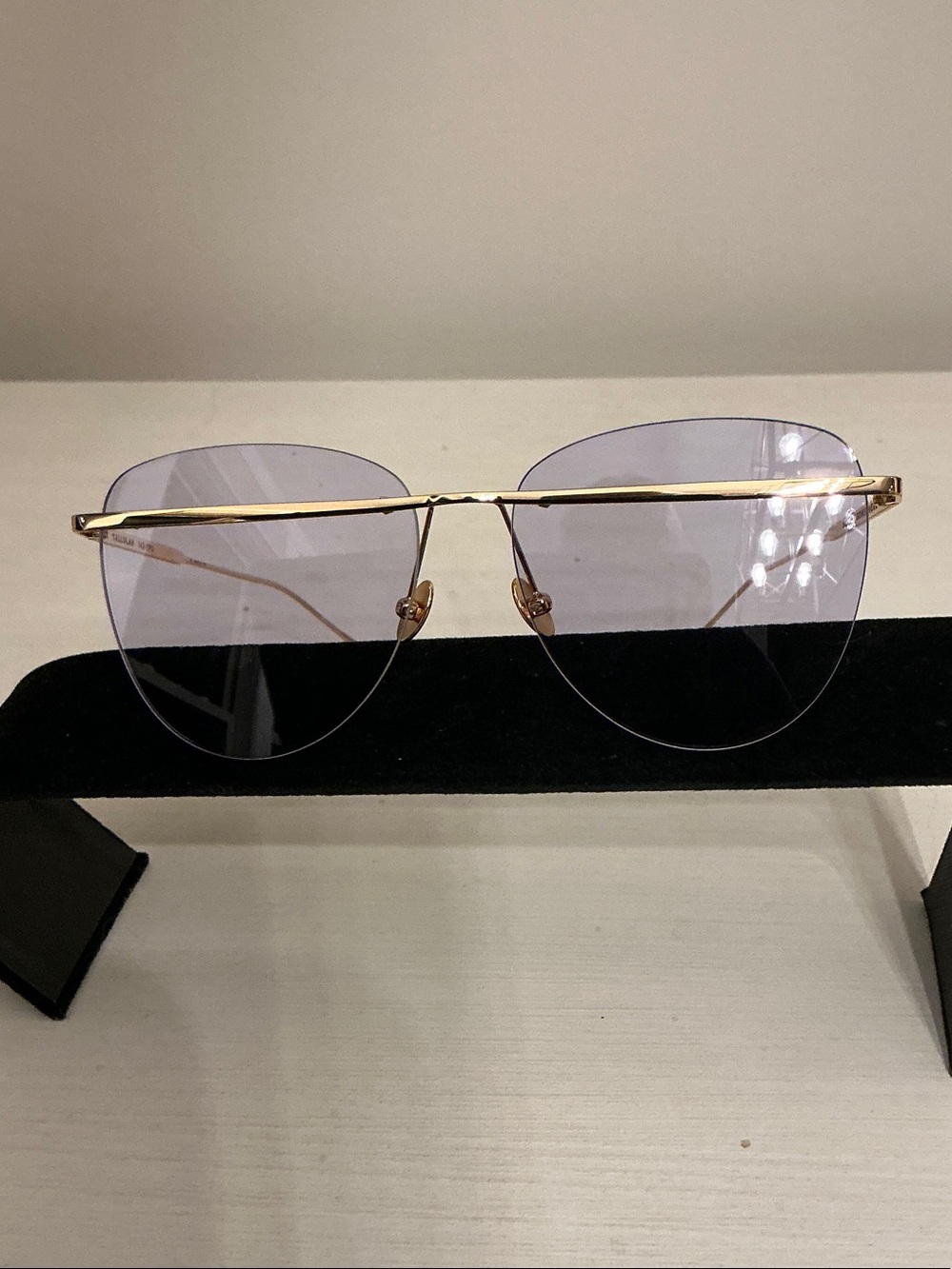 Sunday Somewhere Gold Rimless Sunglasses with Light Purple Lenses